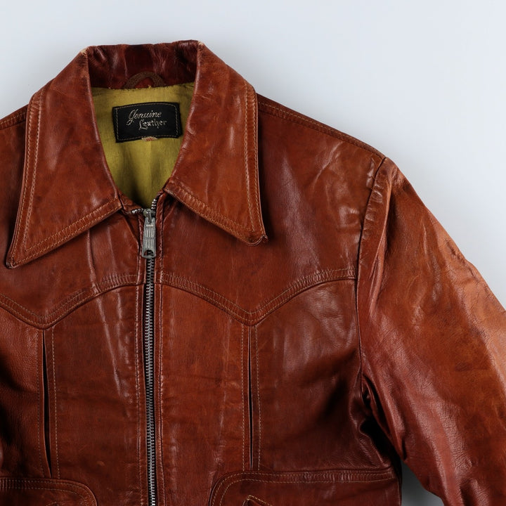 1960'S Leather Blouson Jacket, Women's Size M (approx.), Vintage unclear brown type Vintage Second Hand