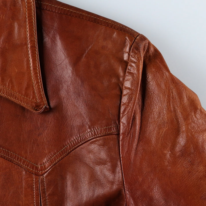 1960'S Leather Blouson Jacket, Women's Size M (approx.), Vintage unclear brown type Vintage Second Hand