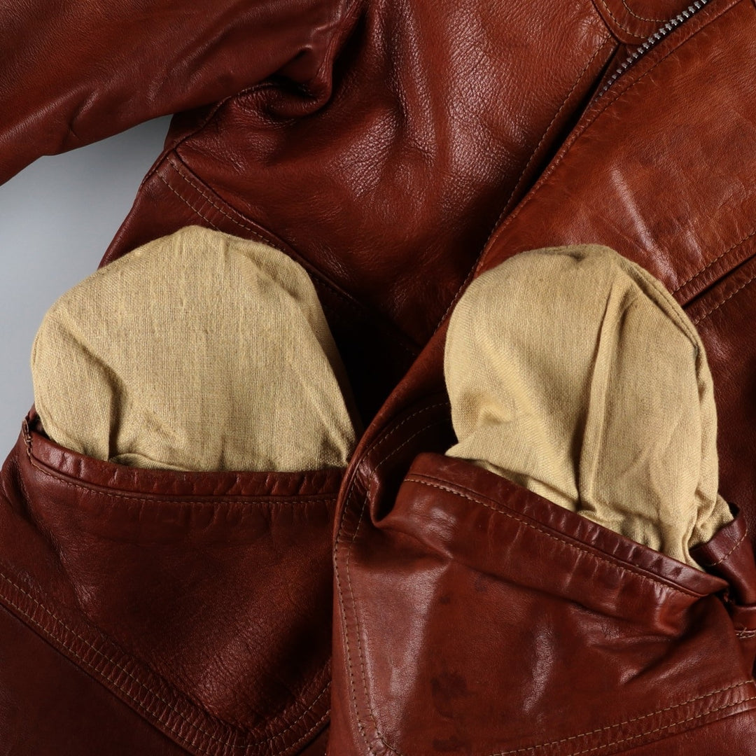 1960'S Leather Blouson Jacket, Women's Size M (approx.), Vintage unclear brown type Vintage Second Hand