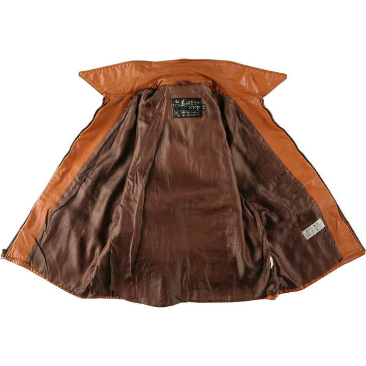 1970'S Sears THE LEARHER SHOP Leather Jacket, Men's Size L (approx.), Vintage genuine leather brown type Vintage Second Hand