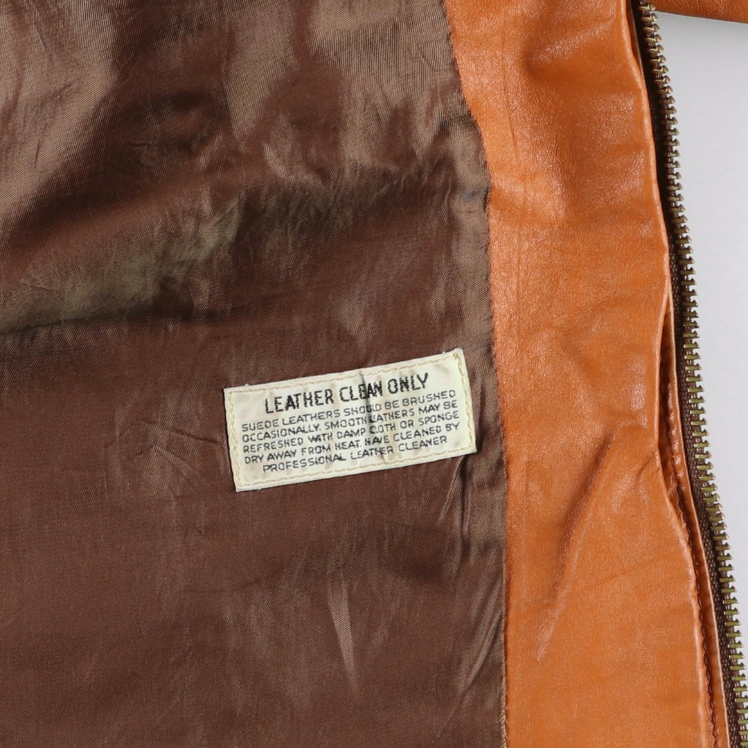 1970'S Sears THE LEARHER SHOP Leather Jacket, Men's Size L (approx.), Vintage genuine leather brown type Vintage Second Hand