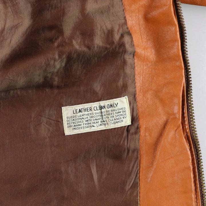 1970'S Sears THE LEARHER SHOP Leather Jacket, Men's Size L (approx.), Vintage genuine leather brown type Vintage Second Hand