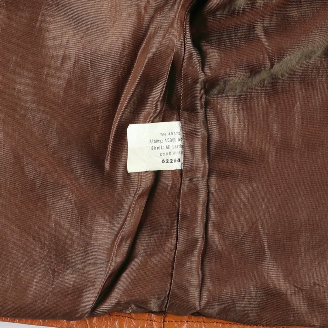 1970'S Sears THE LEARHER SHOP Leather Jacket, Men's Size L (approx.), Vintage genuine leather brown type Vintage Second Hand