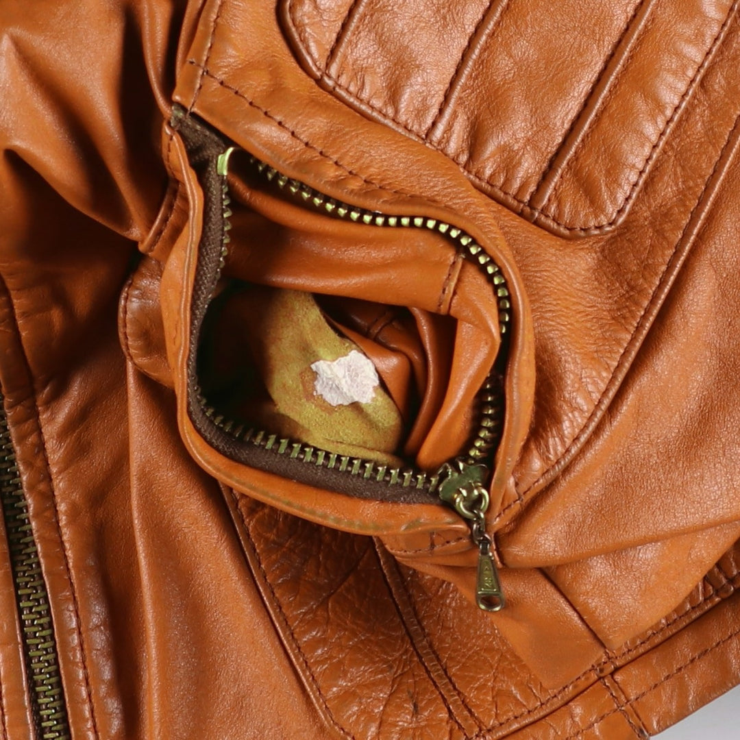 1970'S Sears THE LEARHER SHOP Leather Jacket, Men's Size L (approx.), Vintage genuine leather brown type Vintage Second Hand