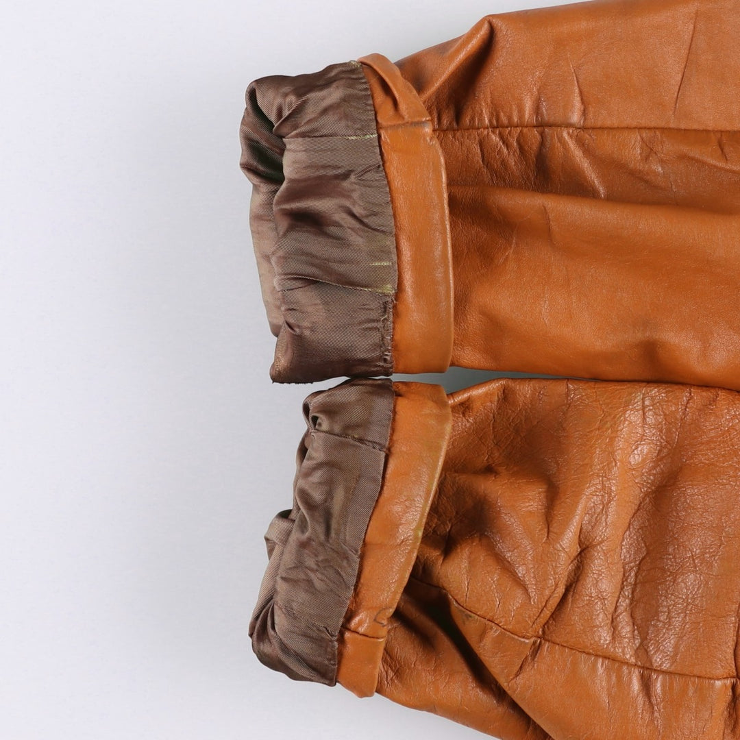 1970'S Sears THE LEARHER SHOP Leather Jacket, Men's Size L (approx.), Vintage genuine leather brown type Vintage Second Hand