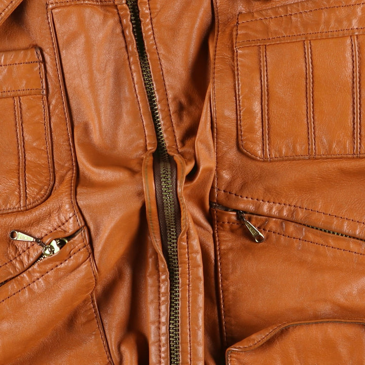 1970'S Sears THE LEARHER SHOP Leather Jacket, Men's Size L (approx.), Vintage genuine leather brown type Vintage Second Hand