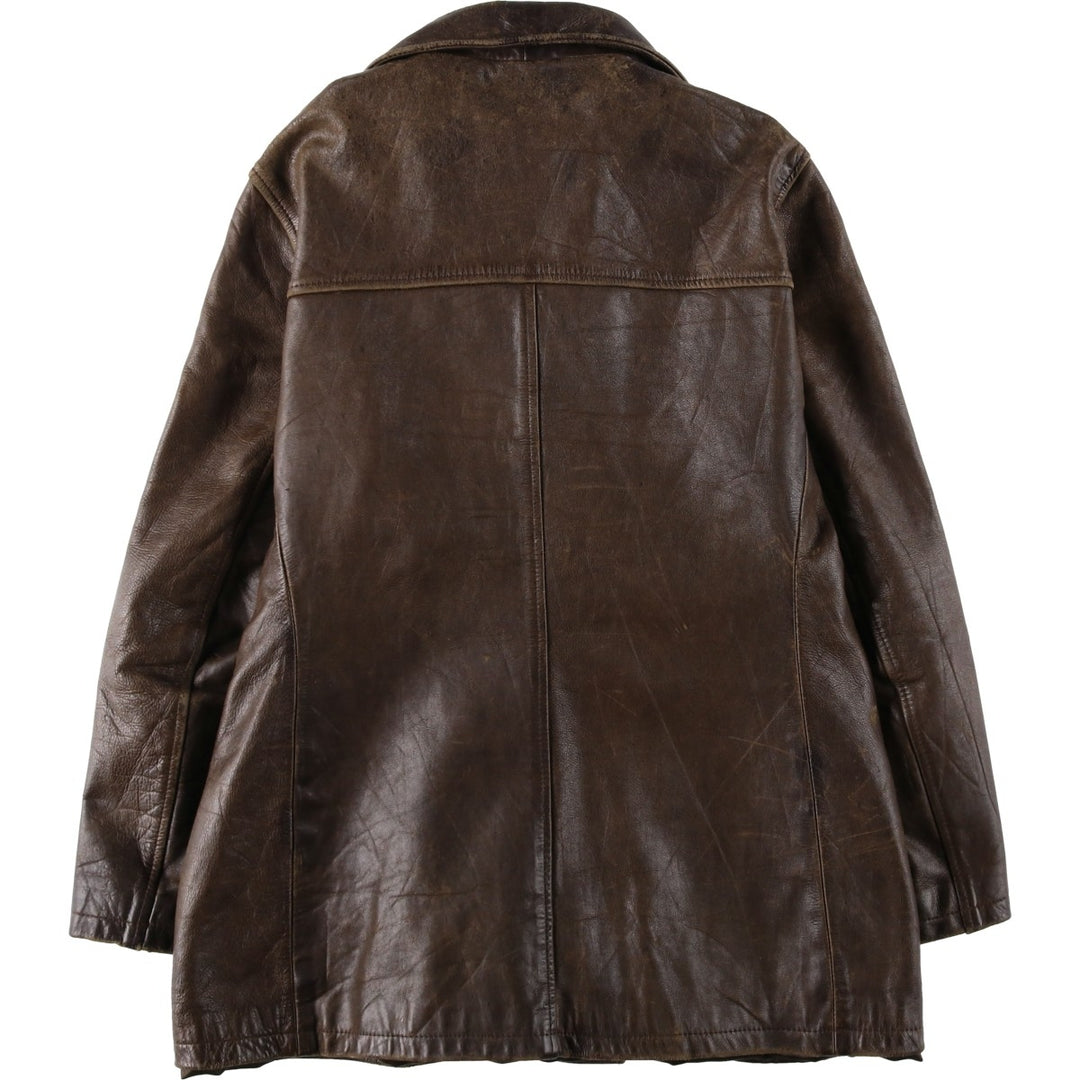 Laura Ashley double-breasted leather tailored jacket, made in England, women's size L equivalent. genuine leather brown type Vintage Second Hand
