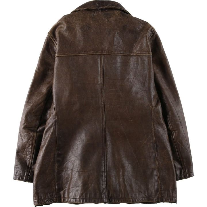 Laura Ashley double-breasted leather tailored jacket, made in England, women's size L equivalent. genuine leather brown type Vintage Second Hand