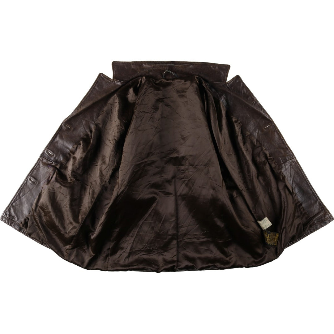 Laura Ashley double-breasted leather tailored jacket, made in England, women's size L equivalent. genuine leather brown type Vintage Second Hand