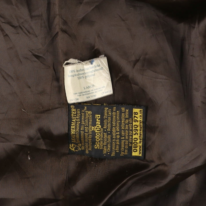 Laura Ashley double-breasted leather tailored jacket, made in England, women's size L equivalent. genuine leather brown type Vintage Second Hand
