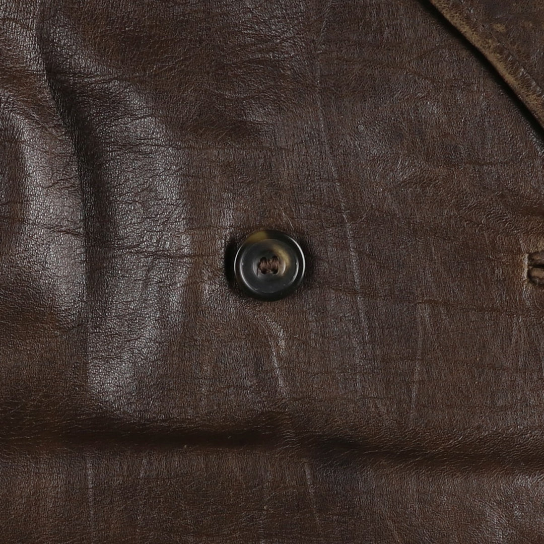 Laura Ashley double-breasted leather tailored jacket, made in England, women's size L equivalent. genuine leather brown type Vintage Second Hand