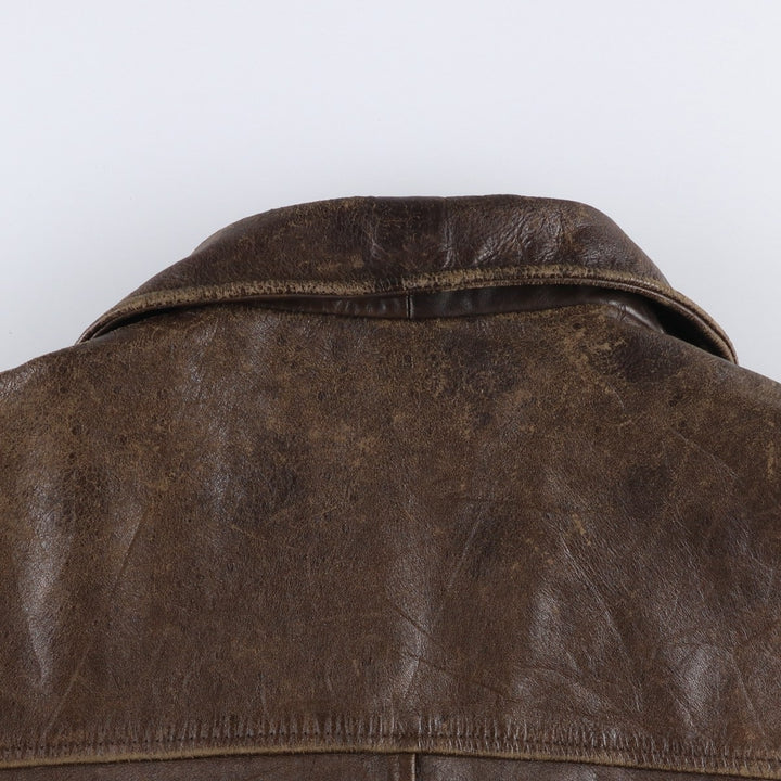 Laura Ashley double-breasted leather tailored jacket, made in England, women's size L equivalent. genuine leather brown type Vintage Second Hand