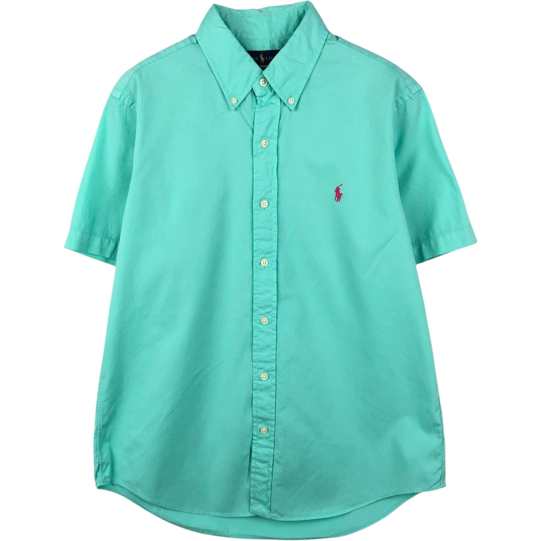 Ralph Lauren Featherweight Twill Short-Sleeve Button-Down Shirt, Men's Size M (approx.) cotton Mint green Vintage Second Hand