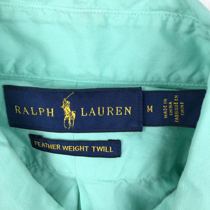 Ralph Lauren Featherweight Twill Short-Sleeve Button-Down Shirt, Men's Size M (approx.) cotton Mint green Vintage Second Hand