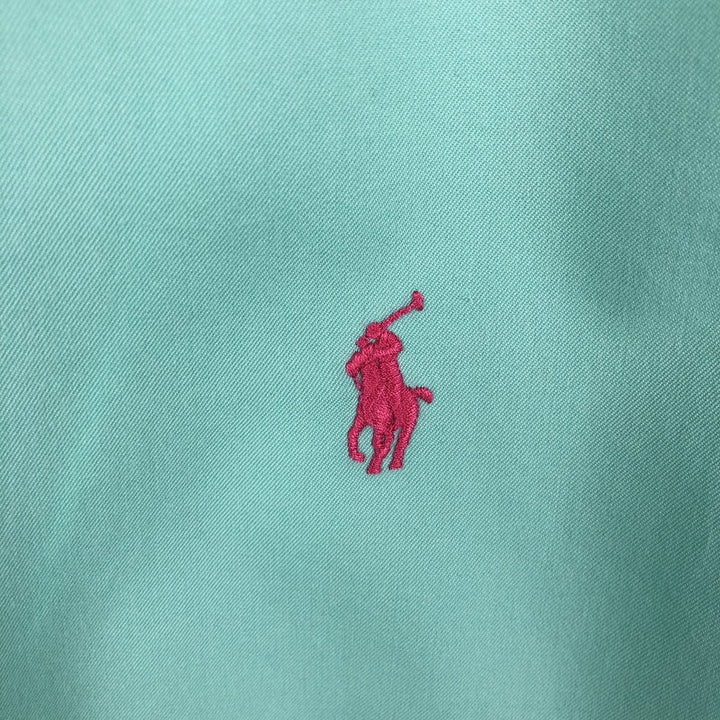 Ralph Lauren Featherweight Twill Short-Sleeve Button-Down Shirt, Men's Size M (approx.) cotton Mint green Vintage Second Hand