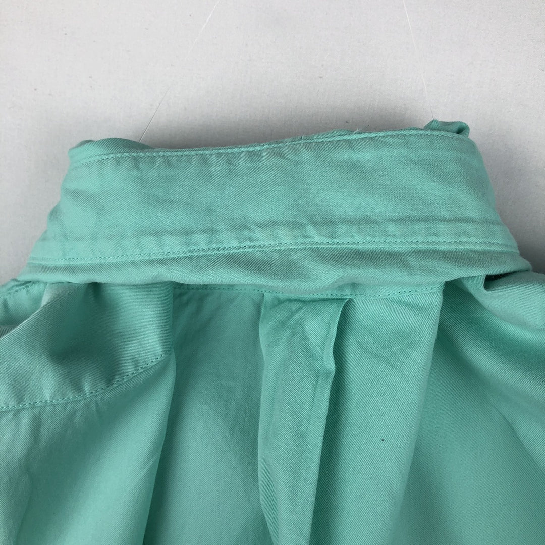 Ralph Lauren Featherweight Twill Short-Sleeve Button-Down Shirt, Men's Size M (approx.) cotton Mint green Vintage Second Hand