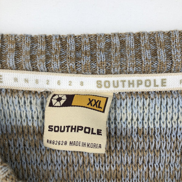 Southpole 90s-00'S Multi-border Acrylic Knit Sweater, Men's XXL equivalent, Vintage acrylic Beige type Vintage Second Hand
