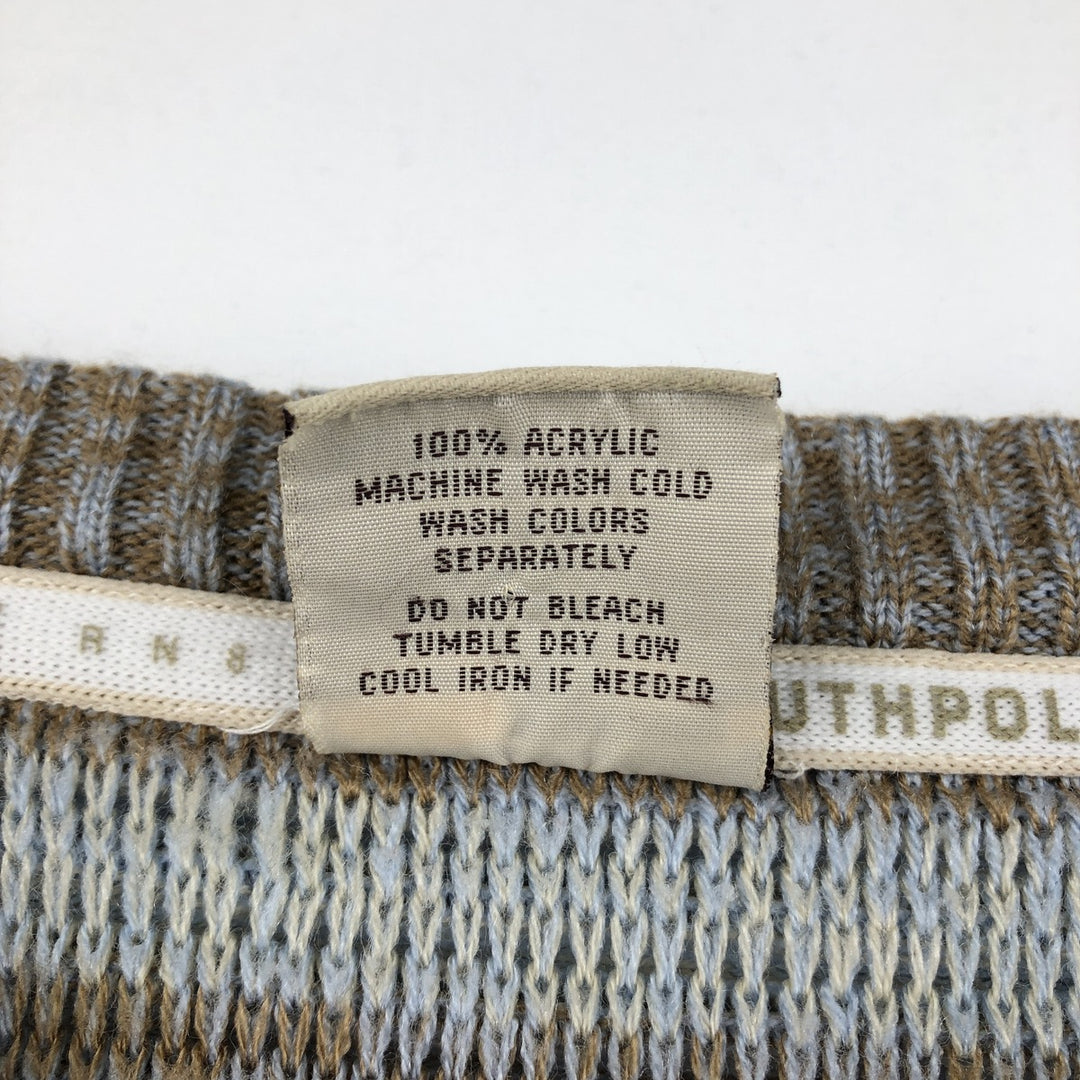 Southpole 90s-00'S Multi-border Acrylic Knit Sweater, Men's XXL equivalent, Vintage acrylic Beige type Vintage Second Hand