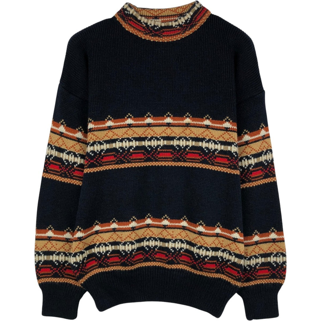 Native Border Knit Sweater, Men's Size M unclear navy blue type Vintage Second Hand