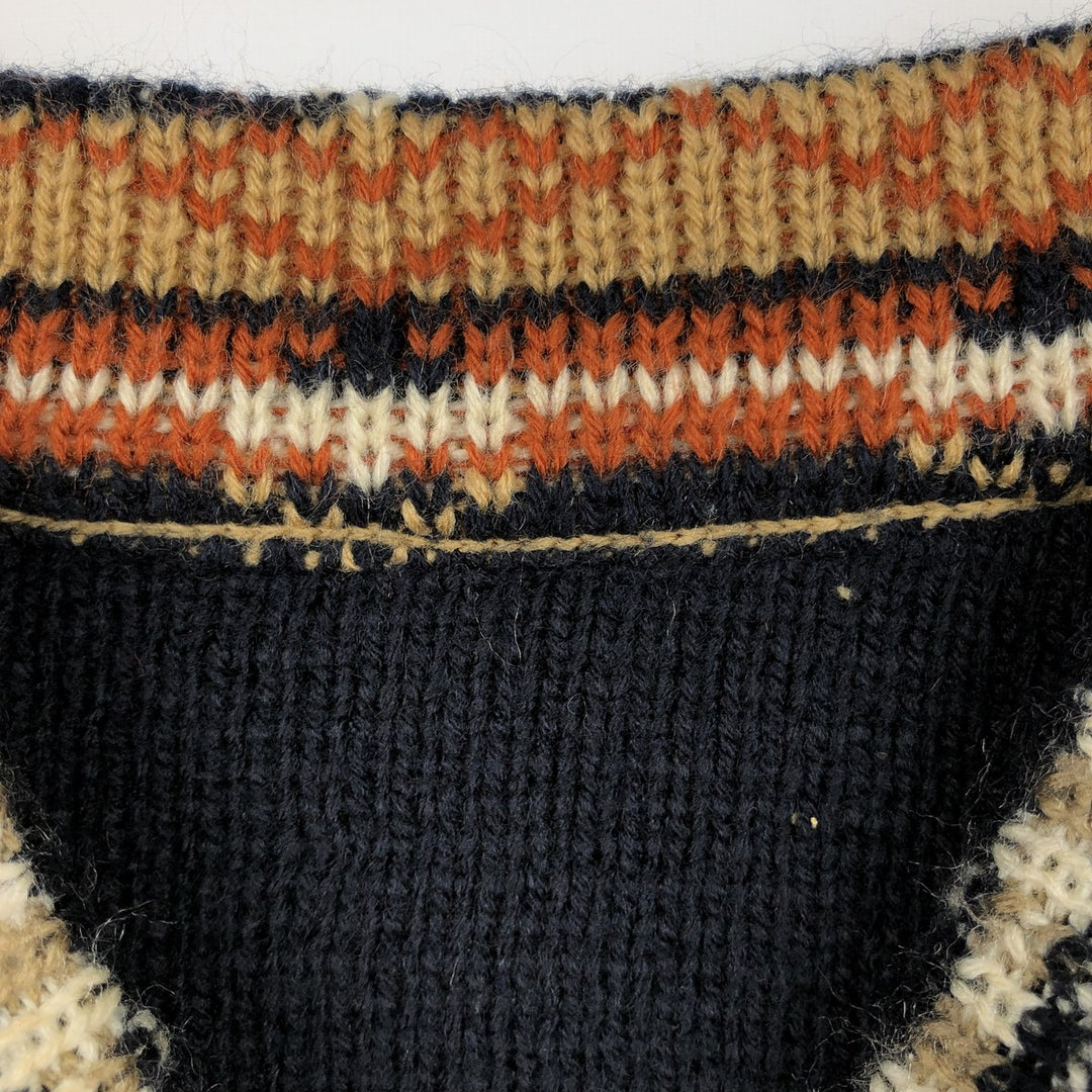Native Border Knit Sweater, Men's Size M unclear navy blue type Vintage Second Hand