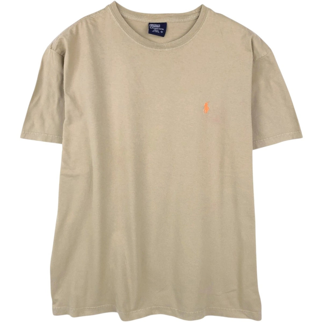 Ralph Lauren POLO by Ralph Lauren short sleeve one point logo T-shirt men's M size cotton Beige type Vintage Second Hand