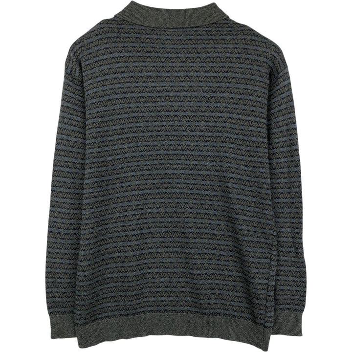 90'S Northern Isles all-over print polo knit sweater, men's size L equivalent, vintage. acrylic navy blue type Vintage Second Hand