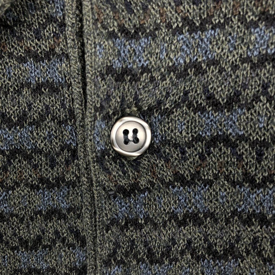 90'S Northern Isles all-over print polo knit sweater, men's size L equivalent, vintage. acrylic navy blue type Vintage Second Hand