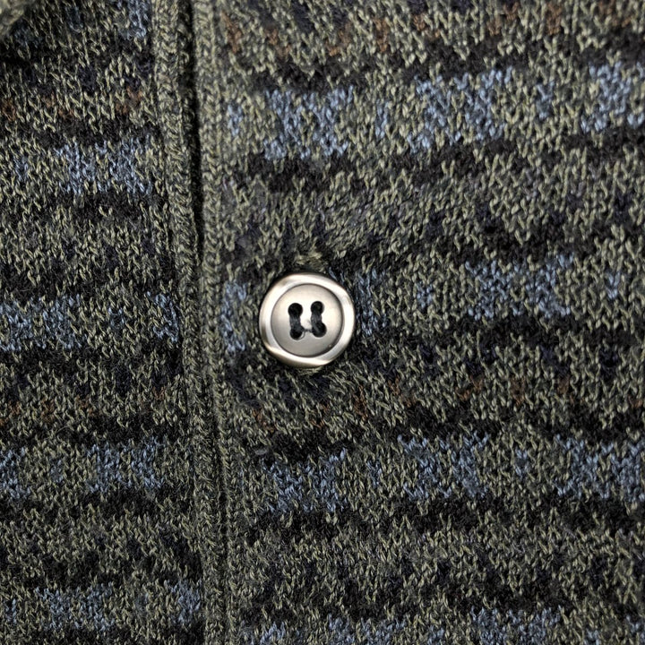 90'S Northern Isles all-over print polo knit sweater, men's size L equivalent, vintage. acrylic navy blue type Vintage Second Hand