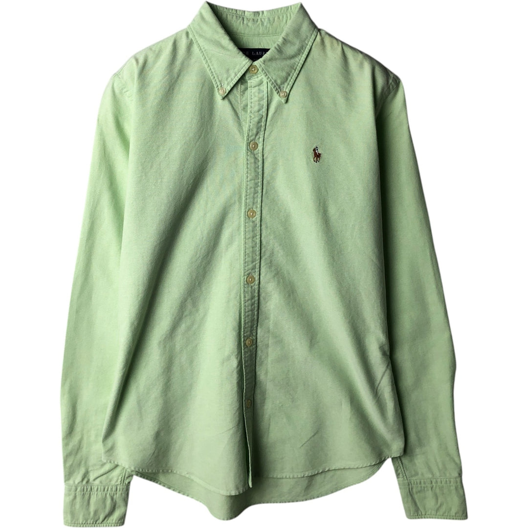 Ralph Lauren long sleeve button down shirt, women's size S cotton green type yellow green Vintage Second Hand