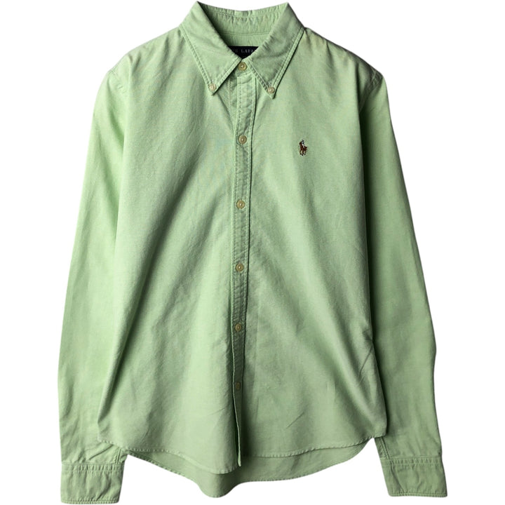 Ralph Lauren long sleeve button down shirt, women's size S cotton green type yellow green Vintage Second Hand