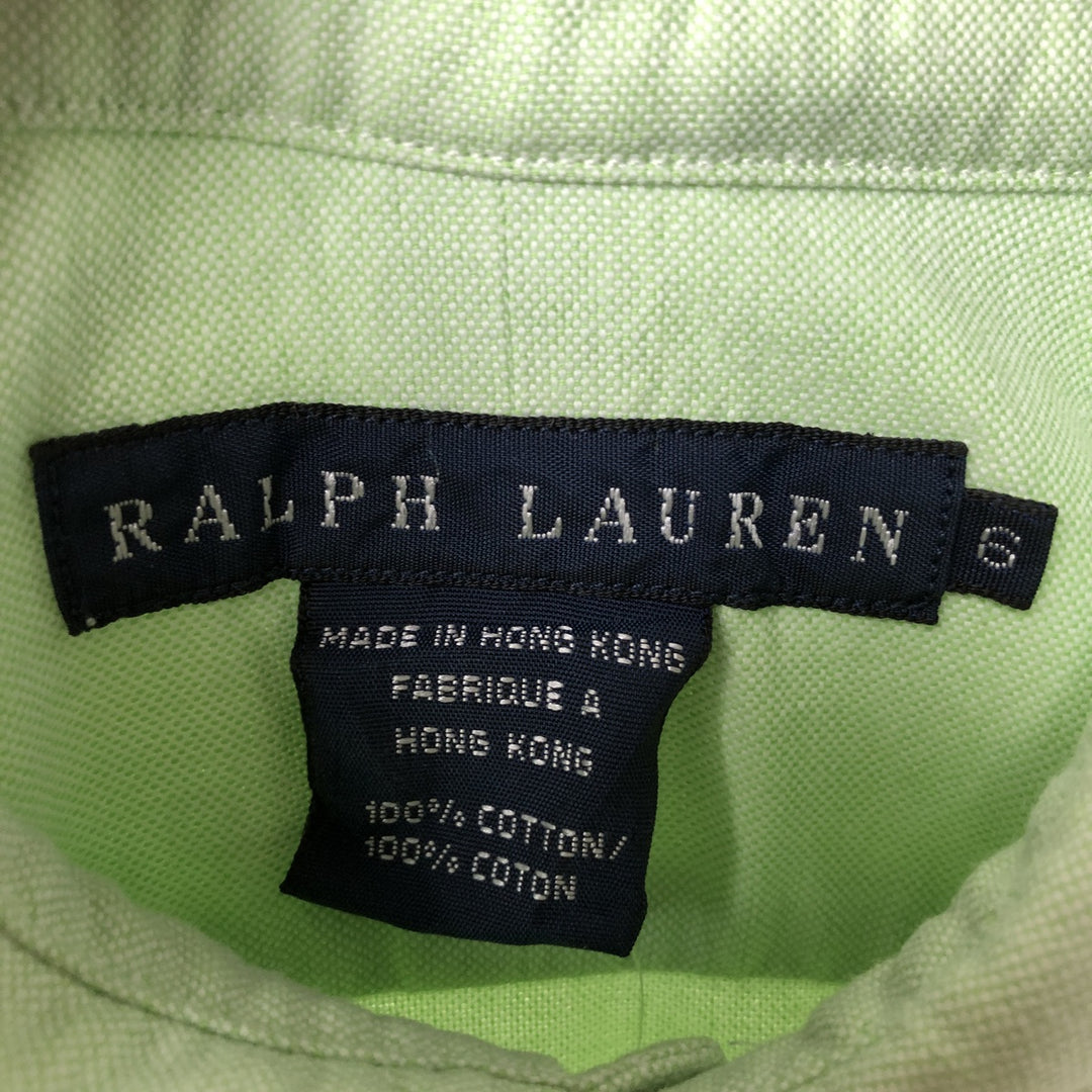Ralph Lauren long sleeve button down shirt, women's size S cotton green type yellow green Vintage Second Hand