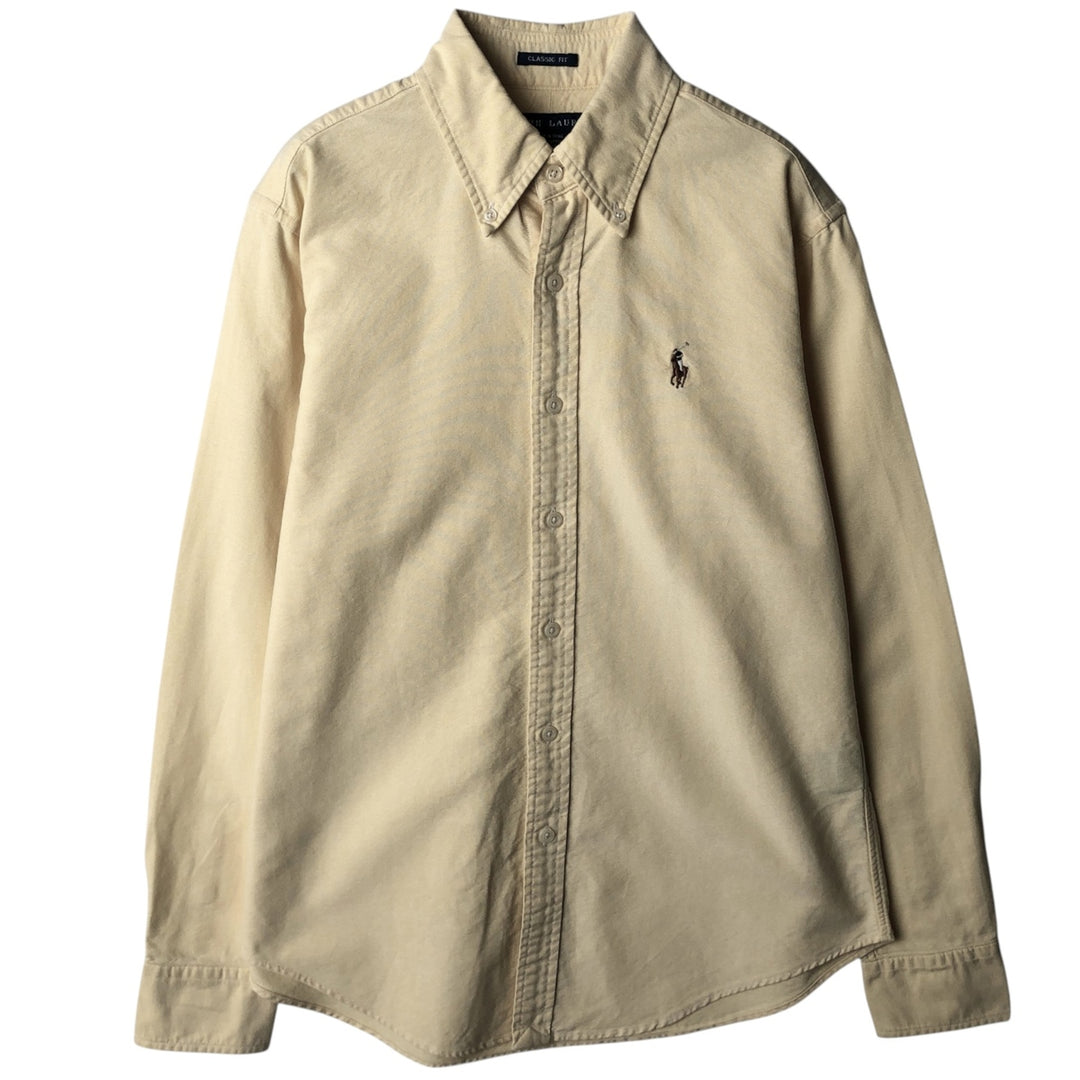 Ralph Lauren CLASSIC FIT Long-Sleeve Button-Down Shirt, Women's Size M (approx.) cotton yellow type Vintage Second Hand