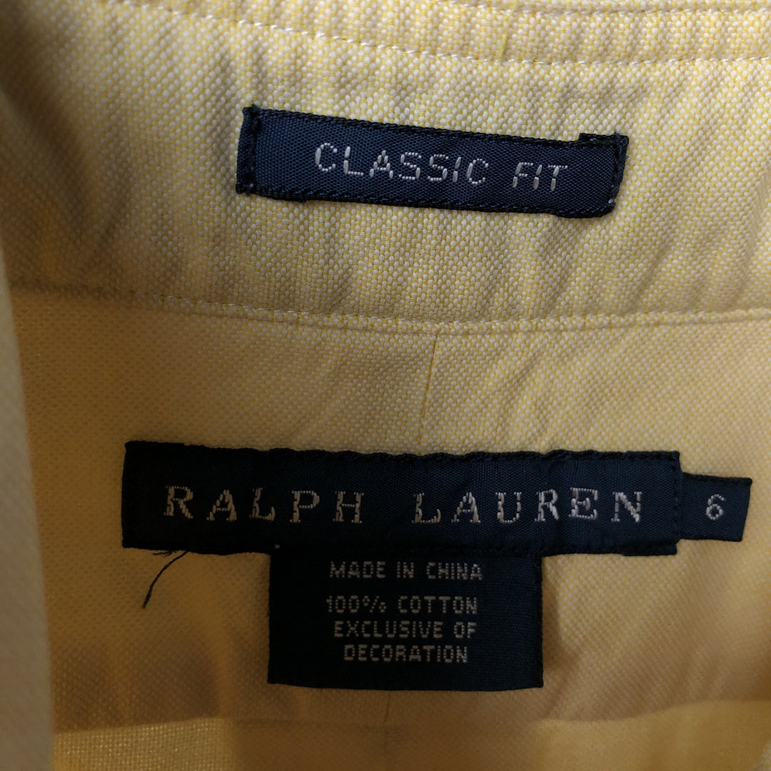 Ralph Lauren CLASSIC FIT Long-Sleeve Button-Down Shirt, Women's Size M (approx.) cotton yellow type Vintage Second Hand