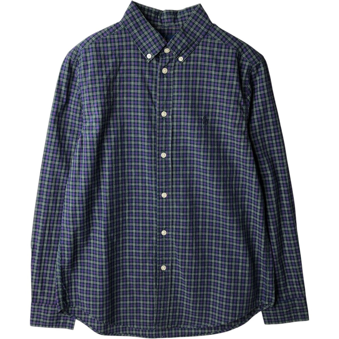Ralph Lauren long-sleeved button-down check shirt, women's size S cotton navy blue type Vintage Second Hand