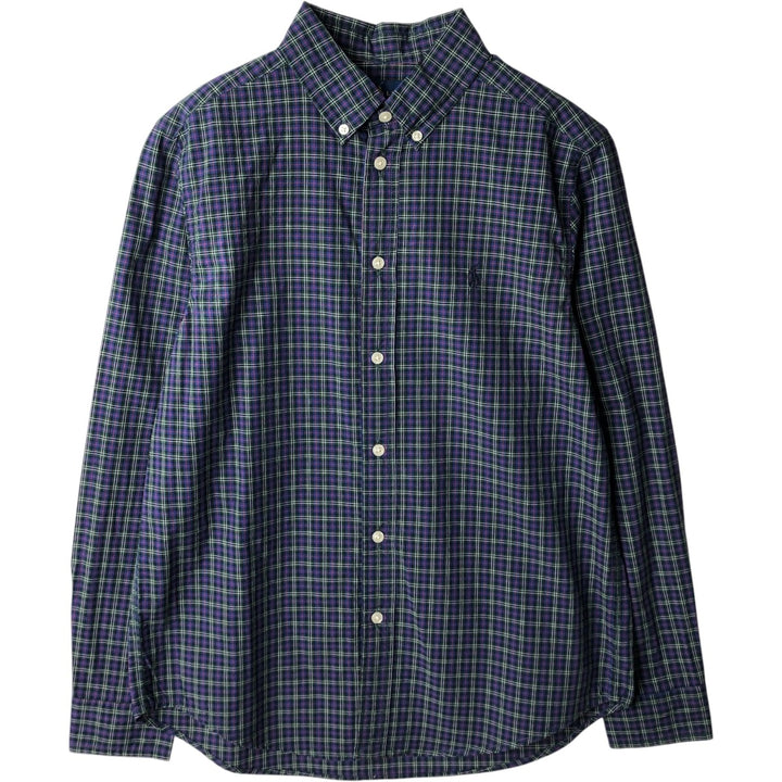 Ralph Lauren long-sleeved button-down check shirt, women's size S cotton navy blue type Vintage Second Hand
