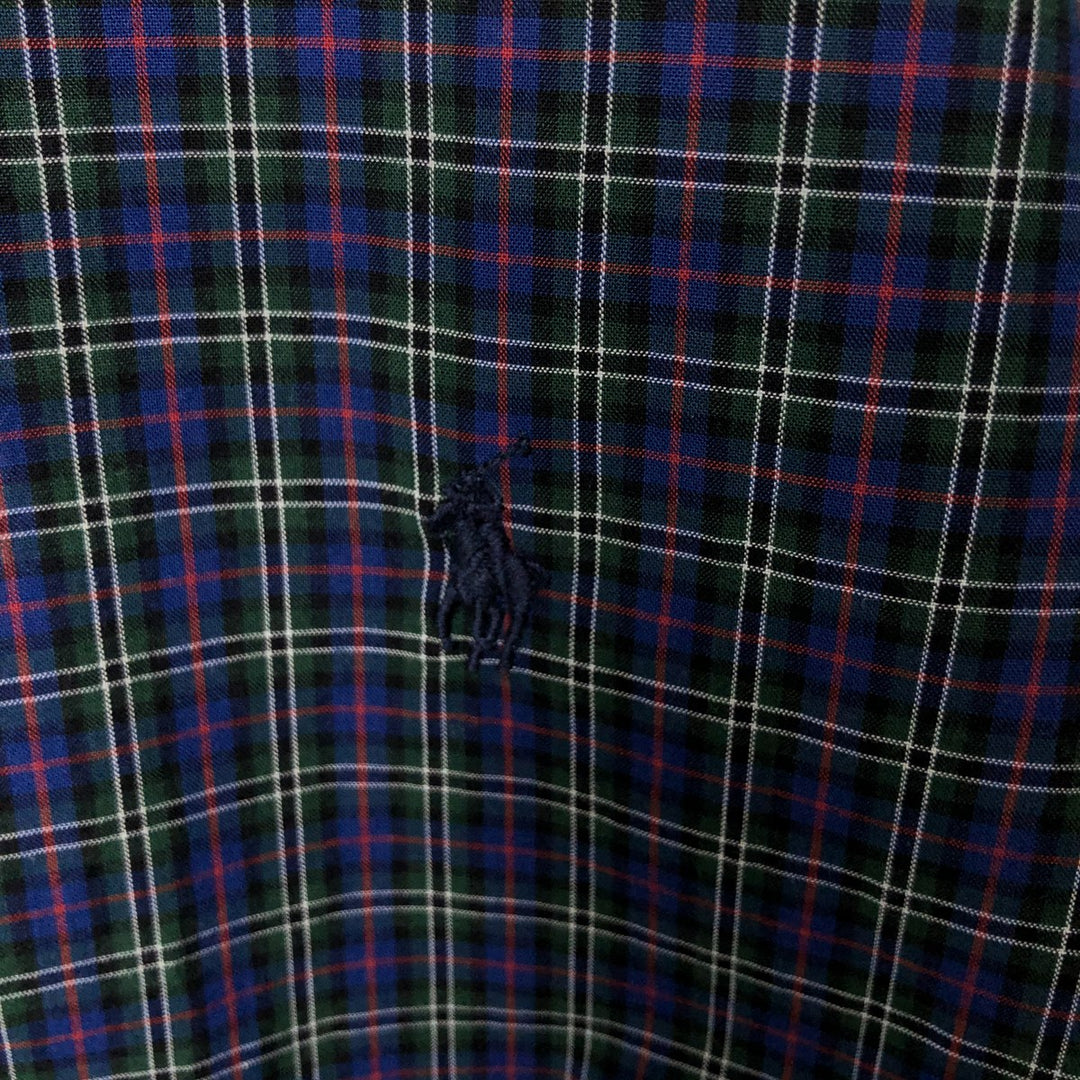 Ralph Lauren long-sleeved button-down check shirt, women's size S cotton navy blue type Vintage Second Hand