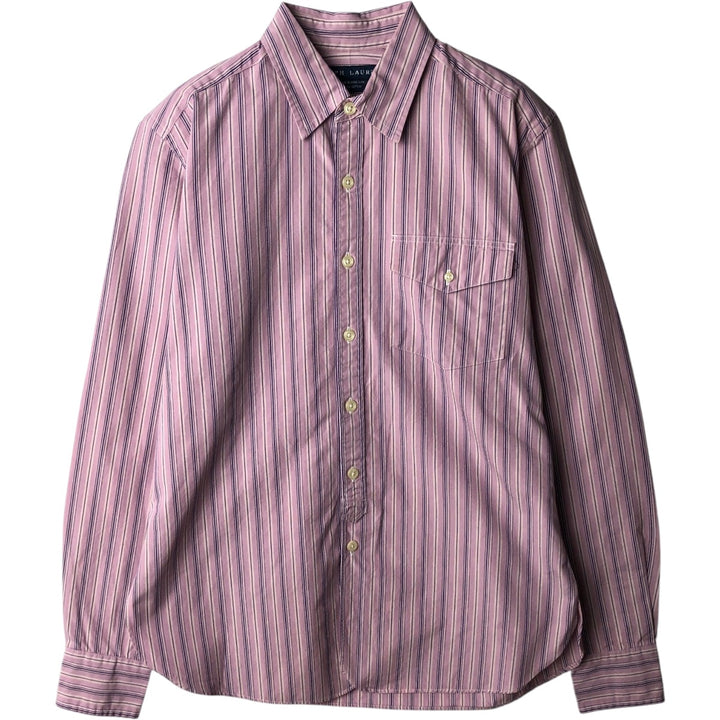 Ralph Lauren long-sleeved cotton striped shirt, women's size S (approx.) cotton pink type Vintage Second Hand
