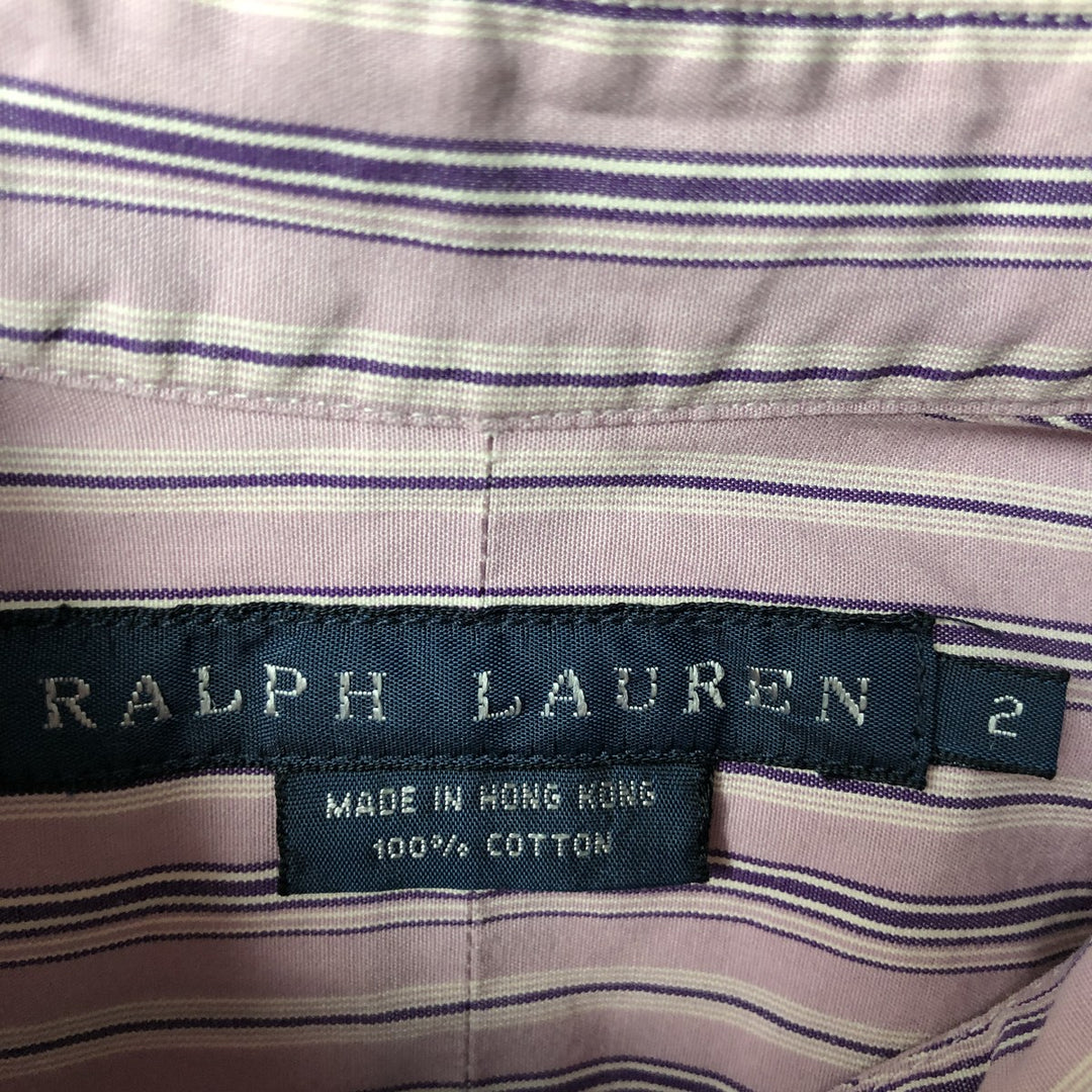 Ralph Lauren long-sleeved cotton striped shirt, women's size S (approx.) cotton pink type Vintage Second Hand