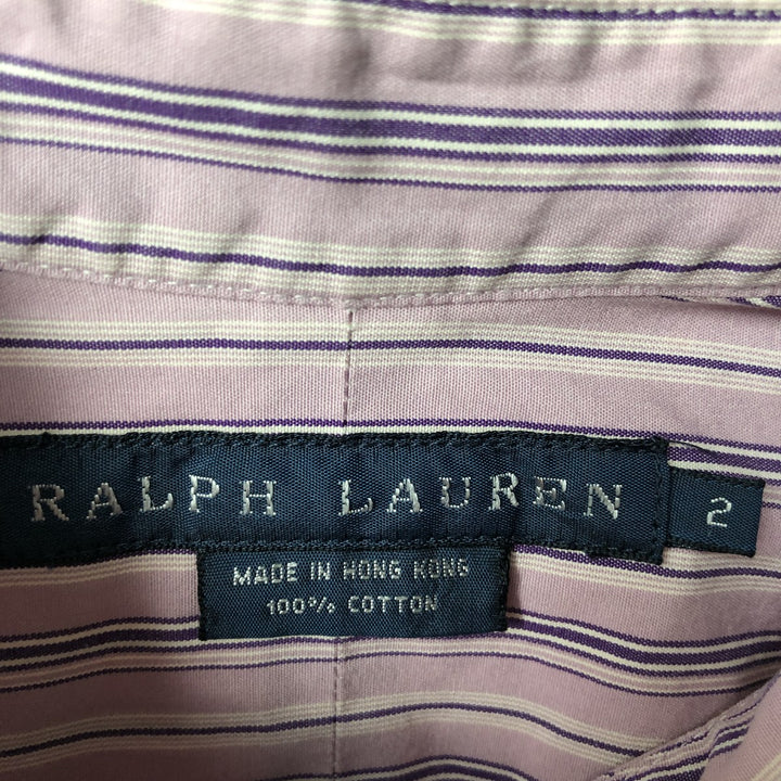 Ralph Lauren long-sleeved cotton striped shirt, women's size S (approx.) cotton pink type Vintage Second Hand