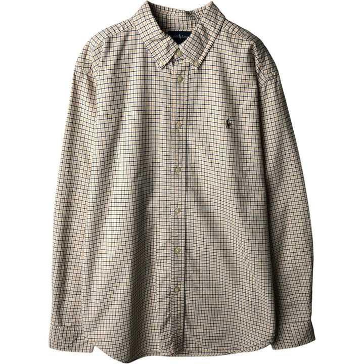 Ralph Lauren long-sleeved button-down check shirt, women's size L cotton white type Vintage Second Hand