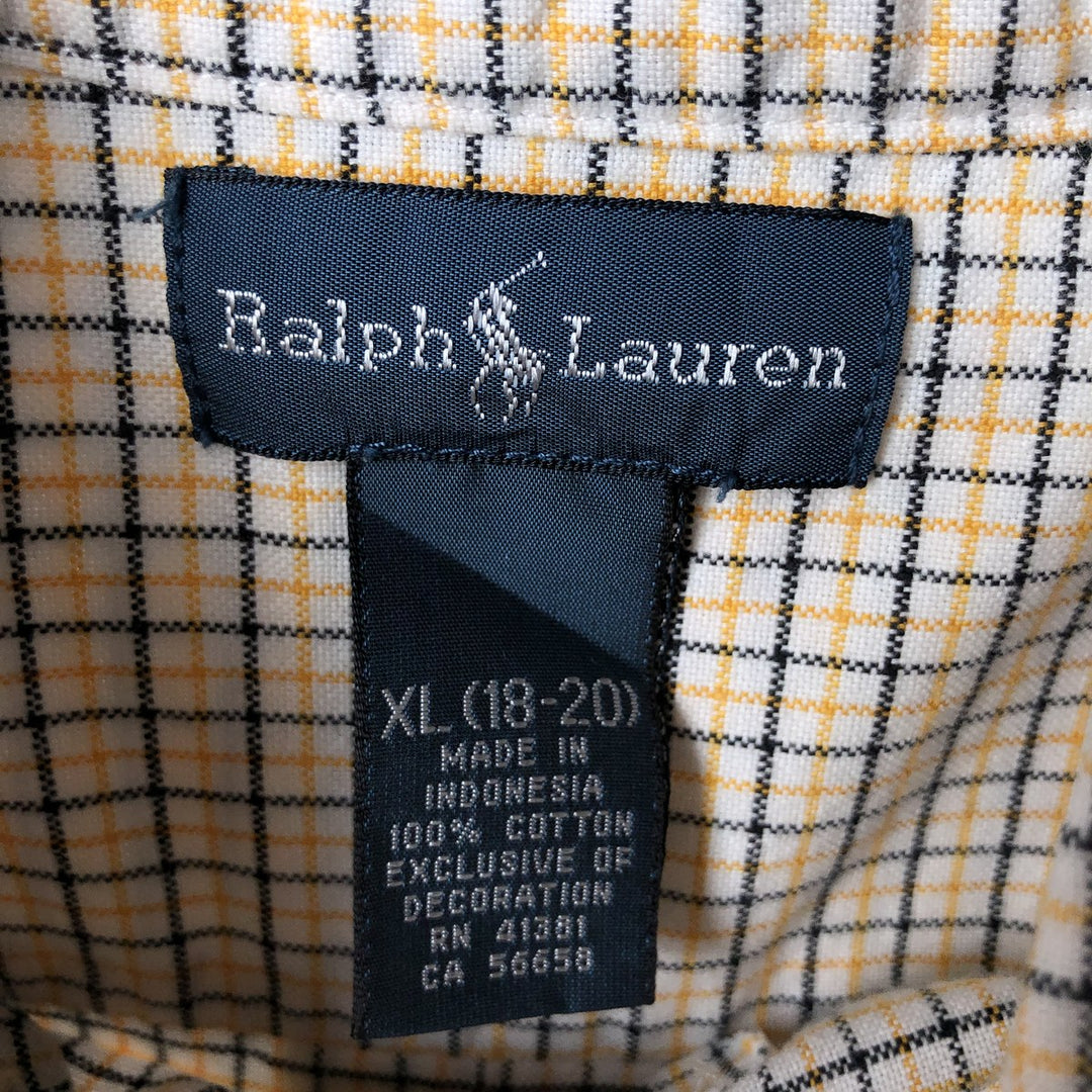 Ralph Lauren long-sleeved button-down check shirt, women's size L cotton white type Vintage Second Hand