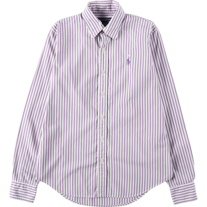 Ralph Lauren RALPH LAUREN SPORT SLIM FIT Long-Sleeve Cotton Stripe Shirt, Women's Size S (approx.) cotton purple type Vintage Second Hand