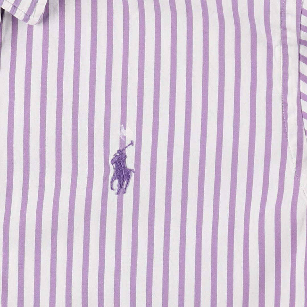Ralph Lauren RALPH LAUREN SPORT SLIM FIT Long-Sleeve Cotton Stripe Shirt, Women's Size S (approx.) cotton purple type Vintage Second Hand
