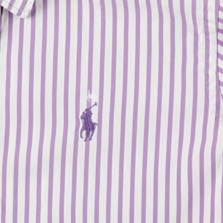 Ralph Lauren RALPH LAUREN SPORT SLIM FIT Long-Sleeve Cotton Stripe Shirt, Women's Size S (approx.) cotton purple type Vintage Second Hand