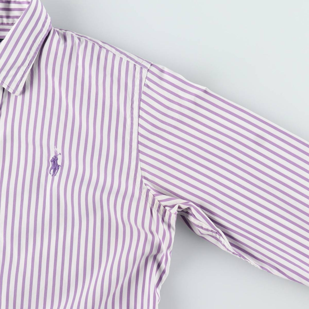 Ralph Lauren RALPH LAUREN SPORT SLIM FIT Long-Sleeve Cotton Stripe Shirt, Women's Size S (approx.) cotton purple type Vintage Second Hand