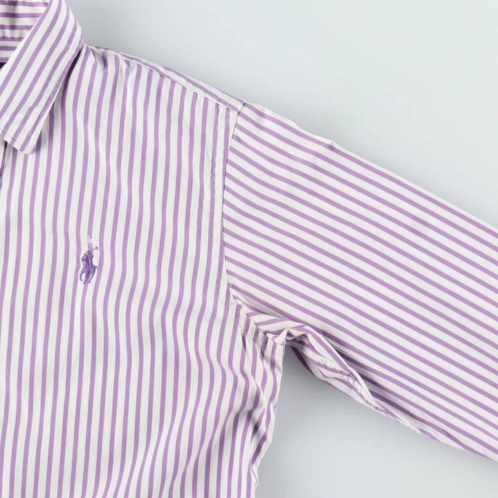 Ralph Lauren RALPH LAUREN SPORT SLIM FIT Long-Sleeve Cotton Stripe Shirt, Women's Size S (approx.) cotton purple type Vintage Second Hand