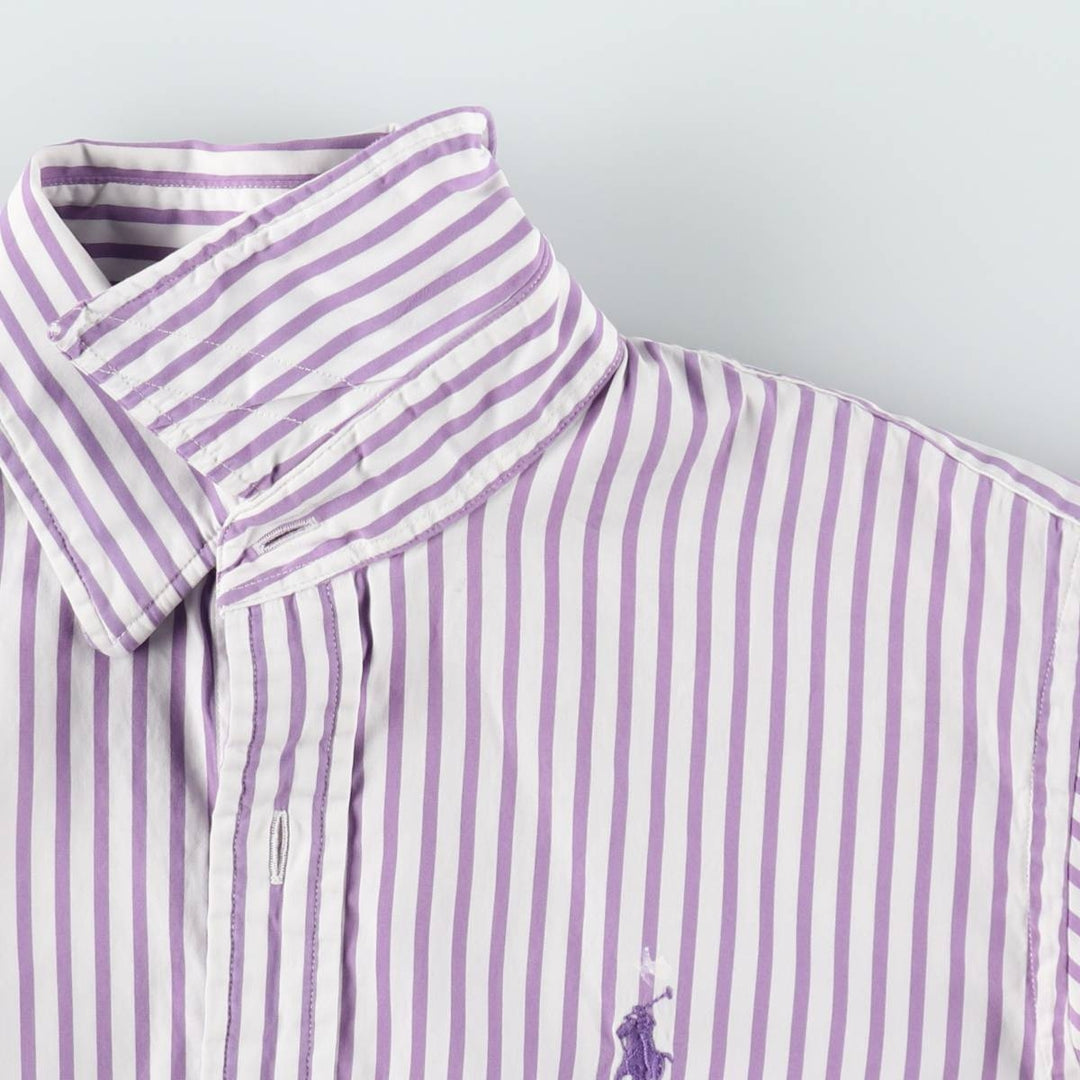 Ralph Lauren RALPH LAUREN SPORT SLIM FIT Long-Sleeve Cotton Stripe Shirt, Women's Size S (approx.) cotton purple type Vintage Second Hand