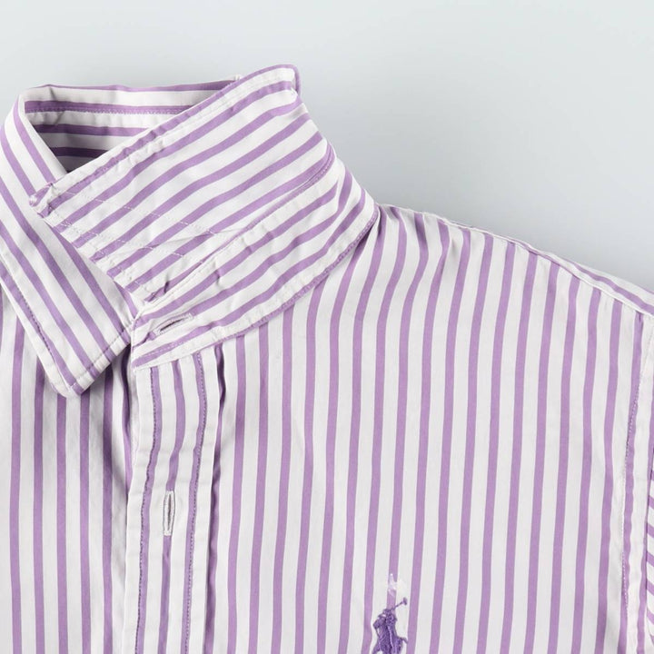Ralph Lauren RALPH LAUREN SPORT SLIM FIT Long-Sleeve Cotton Stripe Shirt, Women's Size S (approx.) cotton purple type Vintage Second Hand