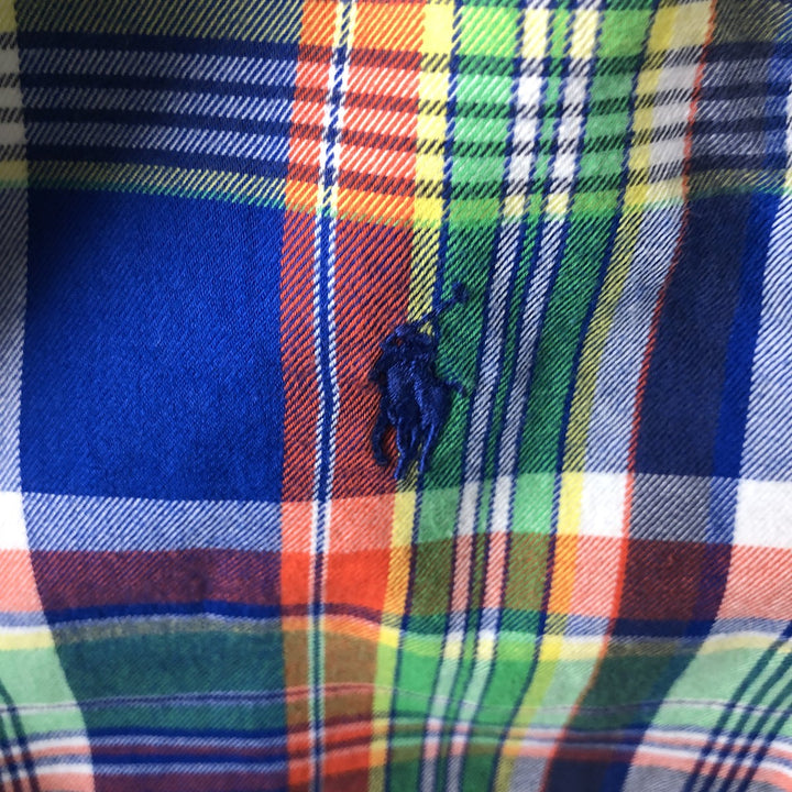 Ralph Lauren Frill Long-Sleeve Cotton Check Shirt, Women's Size XS cotton blue type Vintage Second Hand