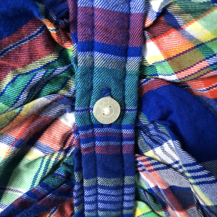 Ralph Lauren Frill Long-Sleeve Cotton Check Shirt, Women's Size XS cotton blue type Vintage Second Hand